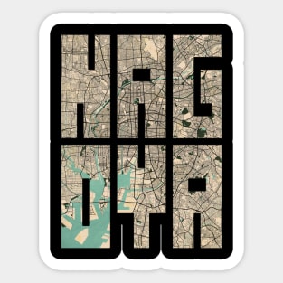 Nagoya, Japan City Map Typography - Vintage Sticker